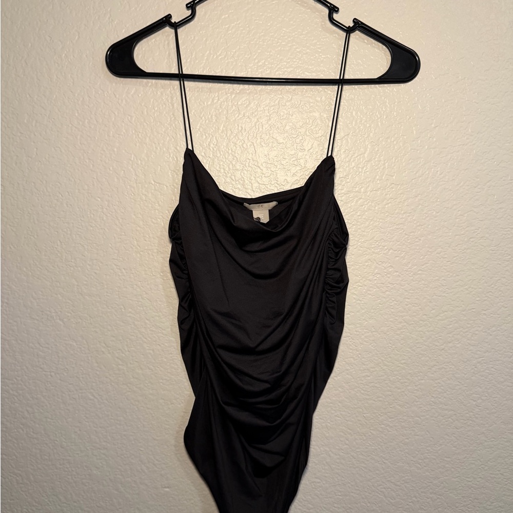 H&M Black Draped Bodysuit